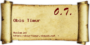 Obis Timur névjegykártya